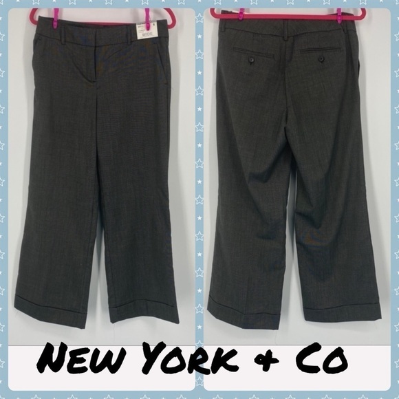 NY&co high rise stretch hudson wide leg pant.  Gray.  Stretch. Dress pants - Picture 1 of 9